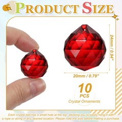 10 Pack 24mm / 0.94Inch Crystal Ball Prisms, Bright Red