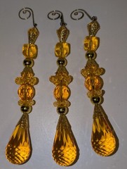 Amber Acrylic Beads Jeweled Teardrop Prism Ornaments / Crafting – Set of 3