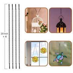 Stained Glass Window Hanging Chain, 20 Inch Metal Picture Hanging Chain Sunsh…