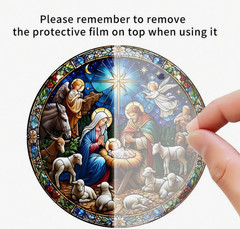Acrylic Christmas Nativity/Holy Family Suncatcher-2D-Stained Glass Look-5.9in