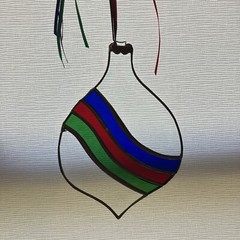 suncatcher Handmade Christmas ornament stained glass 6 1/2 inches