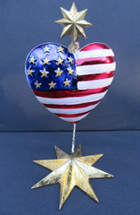 Christopher Radko Brave Heart American Flag Ornament w/ Star Base Display Stand