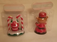 2 PC Set SOLAR DRUMMING BEAR & SWINGING SANTA on base