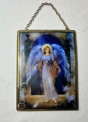 Vintage Via Vermont Lena Liu Angel Glass Suncatcher Hanging Frame Set 5×7