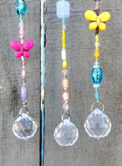 Crystal Prism Happy Butterfly Beaded Sun Catcher Mobile Window Wall Art Boho