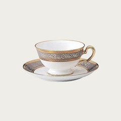 Ogura Touen Gold White Gold Grape Arabesque Tea/Coffee Cup and Sauc From Japan