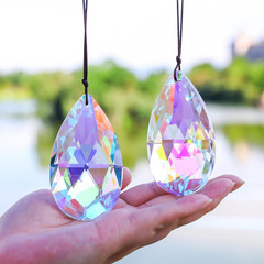 5Pcs 3-Inch Crystal Sun Catcher Prisms for Windows Garden Patio,Ab Colored Hangi