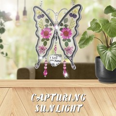 Colorful Butterfly Suncatcher Wind Chime Ornament Gift for Mom, Grandma, Aunt