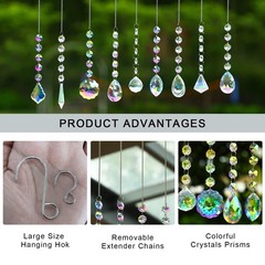 9 PCS Rainbow Crystal Suncatchers for Windows, Colorful Hanging Prisms Decor
