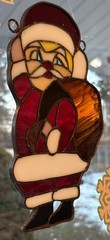 Vintage Unique Handmade Stained Glass Tiffany Santa Christmas Art Decor 10” Tall