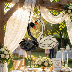 Swan Heart Acrylic Suncatcher Window Hanging Anniversary Decor Gift