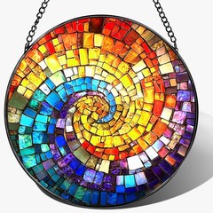 8″ Rainbow Spiral Suncatcher Ornament – Stained Glass Window Decor Gift
