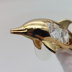 Dolphin Suncatcher Figurine Crystal Mascot International 1993 Goldtone 3.75″ L
