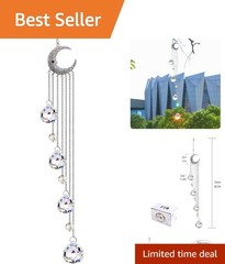 Hanging Clear Crystal Suncatcher with Moon Decor – Light-Reflecting Beauty