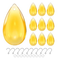 10PCS Crystal Teardrop Prisms, 20.5mm/0.81″ Pendant Hanging [Golden Yellow]