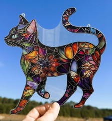 New Suncatcher Multi Colored Cat 8″ Combined Shipping Gift