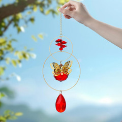 Crystal Suncatcher Wind Chimes,Red Crystal Suncatcher Prisms Butterfly Sun Catch
