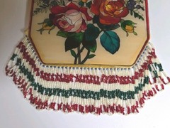 Amia Denver CO handpainted suncatcher glass purse fringed & beaded