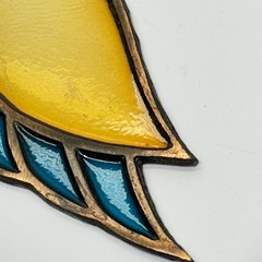 Vintage Owl Shape Sun Catcher Stained Glass Copper Frame Window Light Refractor