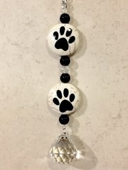 Dog Paw Rear View Mirror Car Charm,Animal Paw Print Suncatcher,Animal Lover Gift