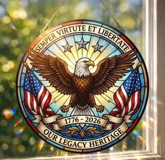 Patriotic Eagle American Anniversary Stained Glass Suncatcher