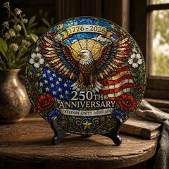 American Eagle USA Stained Glass Suncatcher