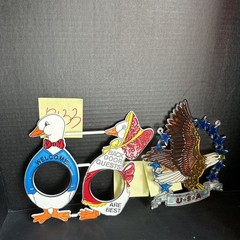 Vintage Plastic Suncatcher Wall Hanging Lot Eagle & Geese Decor 2 Pc #R133