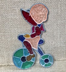 Vintage Bonnet Girl Bicycle Sun Catcher Handmade Prairie Farm Cottage Core