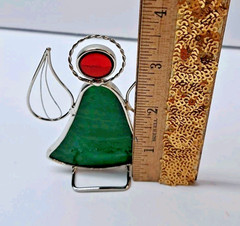 Set Of 5 Stained Glass 3.5″ Angel Sun Catchers Multicolor Vintage Holiday Decor