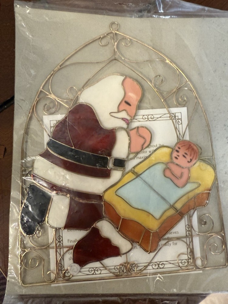 Sun Catcher Jesus Birth & Santa Christmas 7″