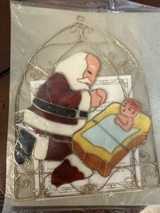Sun Catcher Jesus Birth & Santa Christmas 7″