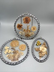 3 Dried Flower Framed Suncatchers Made in USA by Lasting Impressions Set (3)