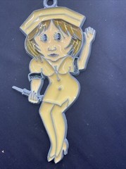 Sexy Nurse With Needle Syringe Stained Glass Style Sun Catcher Ornament RN LPN