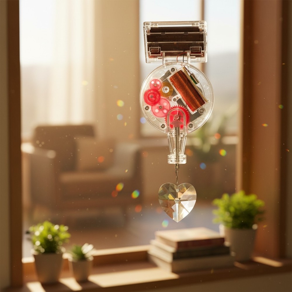 Crystal Heart Rainbow Maker, Solar Powered Decor for Enchanting Atmosphere