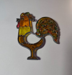 Vintage Rooster Suncatcher Stained Glass Style Acrylic Hanging Ornament