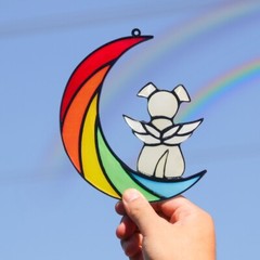 Rainbow Dog Stained Glass Window Hanging Pet Dog Memorial Gifts Suncatcher Gift