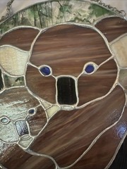 Artisan stained glass suncatcher features a mother and baby koala Beautiful GUC