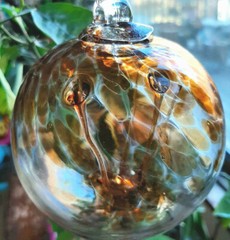Hanging Glass Ball 4″ Diameter Caramel Tree Witch Ball (1) 19HB2