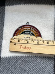 VINTAGE STAINED GLASS ART SUNCATCHER RAINBOW LOVE DECOR