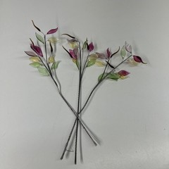 Art Glass Flower Stems Colorful Glass Leaves Set Of 3 Stems