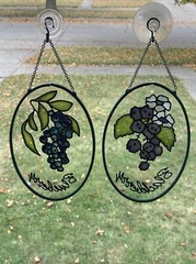 Hand Painted Stained Glass Blueberry, Blackberry Sun Catcher Lot Of 2 ( 6”x 4” )