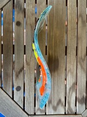 fused glass ocean scene artwork – 7.75×9.25 inches – handmade
