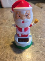 Solar Powered Dancing Toy Bobble Head Christmas SANTA In the Chimney w/Bell