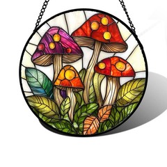 Stained Glass Window Hanging, Leaves Suncatcher for Doors Home Sun Catchers D…