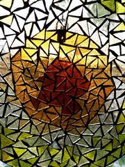 Yellow and Amber stained glass mosaic suncatcher