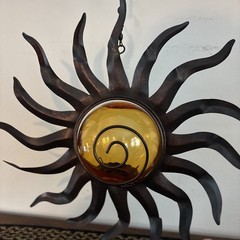 Metal and Glass Sun Burst Hanging Boho Decor Suncatcher~12 Inch