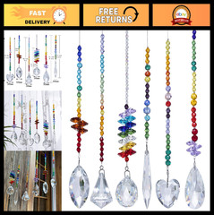 Colorful Crystal Glass Pendants – Chandelier Suncatchers Prisms, 6 Pack for Home