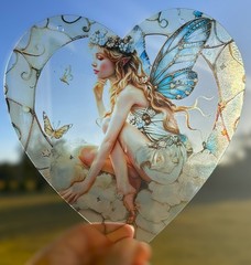 New Suncatcher Fairy 8″ Heart Combined Shipping Gift