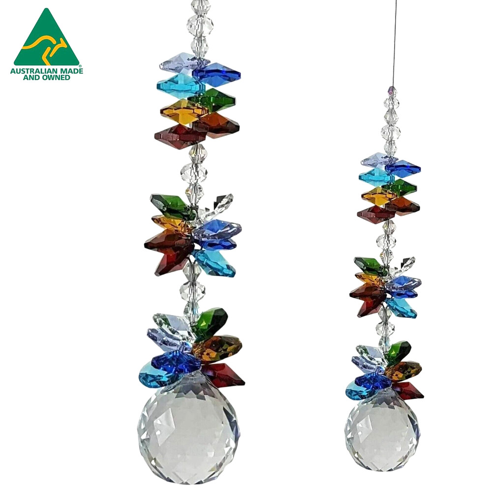 Chakra Crystal Suncatcher, 30mm ball rainbow hanging suncatchers gift for her