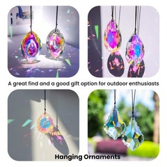 5Pcs 3″ Crystal Sun Catcher Prisms – AB Colored Hanging Suncatchers for Windows